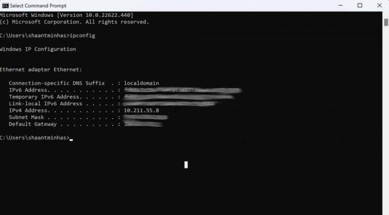 find ip address on windows using command prompt